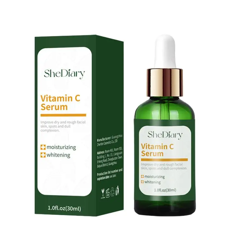 Suero de vitamina C para el cuidado de la piel profesional, blanqueador brillante, venta al por mayor, suero de vitamina C OEM de marca privada SheDiary, 30ml