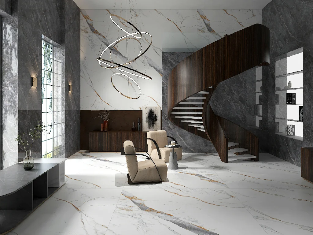 Artificial Sintered Stone Marble Look Glossy Countertops Modern Tiles