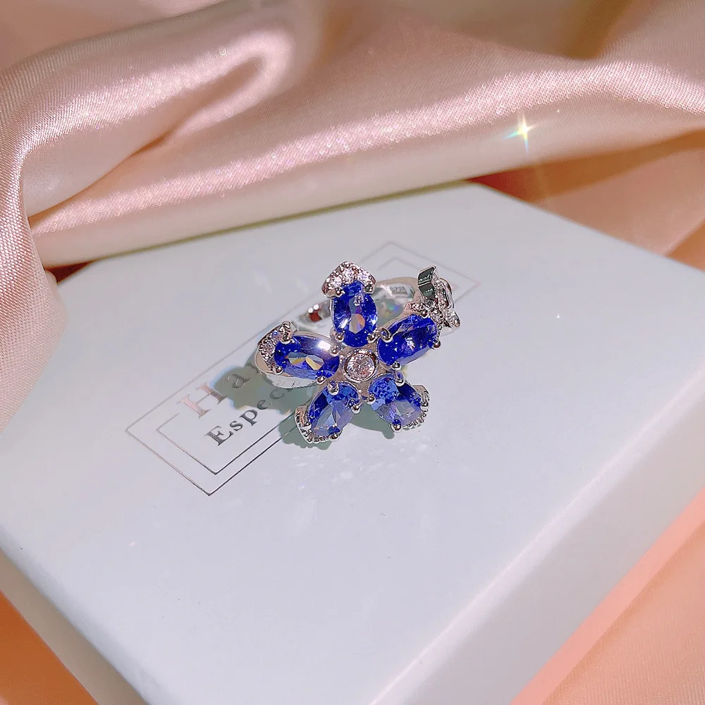 Exquisite Jewelry Kiss048 Luxury Beautiful Creative Flower Shape Blue ...