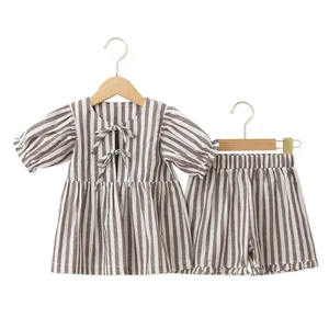 New Style Multiple Kids Summer Short Sleeves Elastic Cuff Design Breathable and Soft Children Clothes Sets