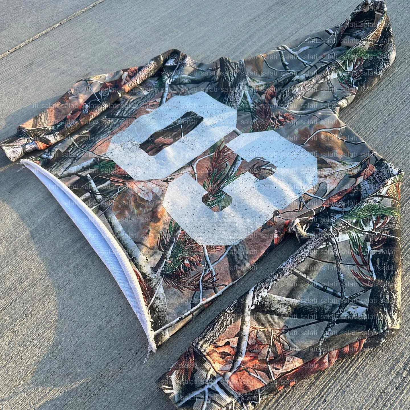 Custom Pullover Boxy Sweatshirt Raw Hem Cotton Sublimation All Over Print Football Vintage Cropped Top Real Tree Camo Hoodie Men gallery 2