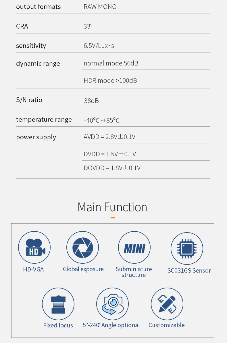 DGZX MIPI 0.3MP VGA 180fps global exposure wide-angle camera module插图2