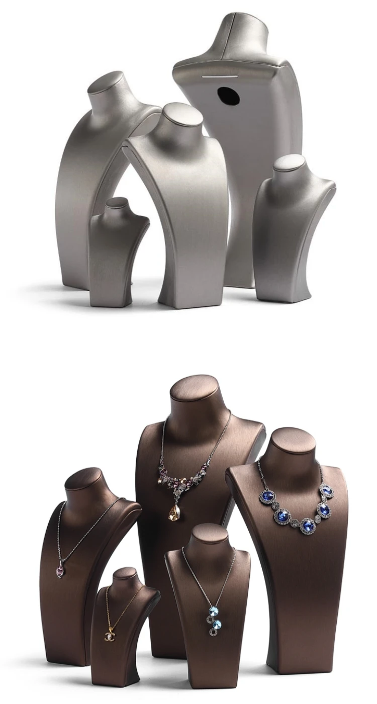 Wholesale Custom Solid Wood Jewelry Necklace Display Pu Leather