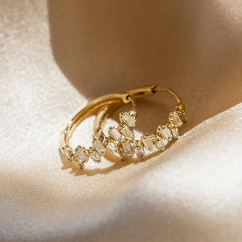 DUBAI Luxury Indian Jewellery 925 Sterling Silver Art Design Diamond Baguette Huggie Hoop Earring