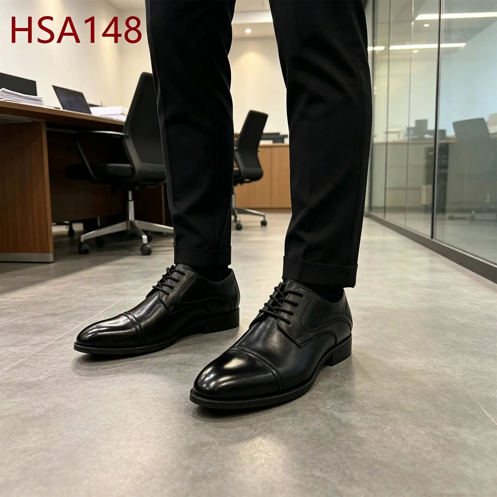 ZYF,Semi-formal Occasions Full Grain Leather Lace up Style Dress Shoes Double Joints Design Sophisticated Uniform Shoes HSA148