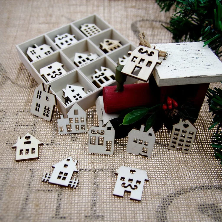 wooden craft supplies laser cut diy small wooden houses crafts for home decoration