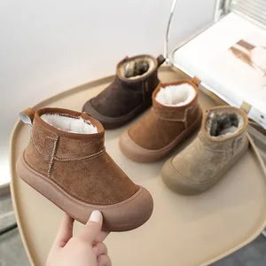 Fashion Children Snow Boots Kids Walking Shoes Boys Girls Non-slip Ankle Plush Children's Short Boots