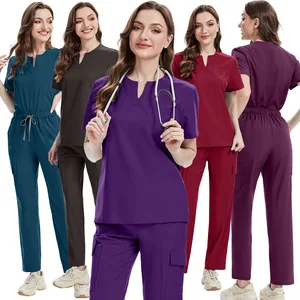 Breathable Simple Straight-Leg Scrub Sets Polyester Dobby Fabric Quick-Drying Thin Style Can Be Layered Plus Size Unisex Scrubs