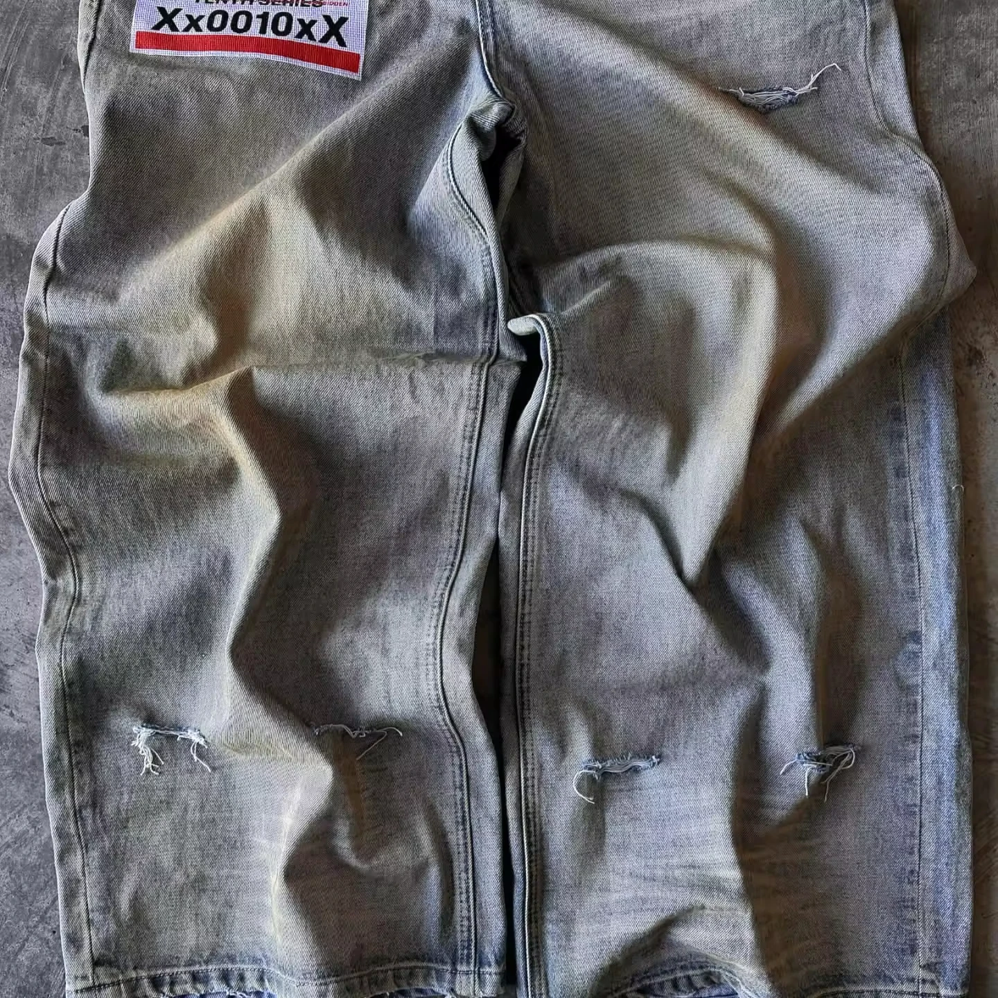 Custom Streetwear Men Denim Pants Trouser Patchwork Casual Vintage Double Waist Homme Baggy Jeans Manufacturer gallery 4