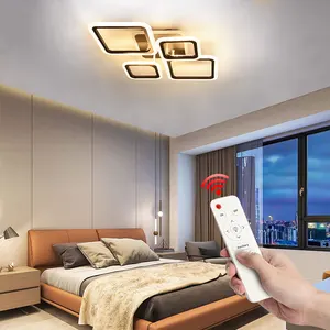 JACKSUN Modern Black Square Acrylic LED Ceiling Lights Dimmable with Remote Control 4 Rings 52cm Ceiling Lamp for Living Room