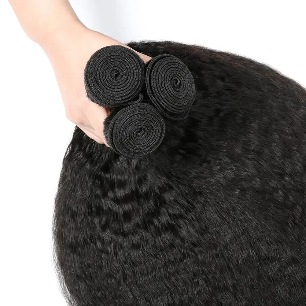 Cabelo humano liso Yaki brasileiro 12a, mechas crespas e lisas, cor natural, em promoção_voghion.com