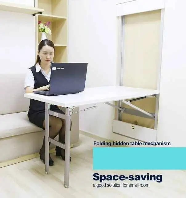 Modern Multifunction Transformer  2 in 1 Convertible Pull Out Hidden Folding Dining Table Hardware Mechanism