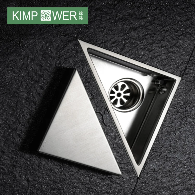 Triangular Grid Drain Modern Design Triangular Floor Corner Drain Polished SS304 Stainless ...