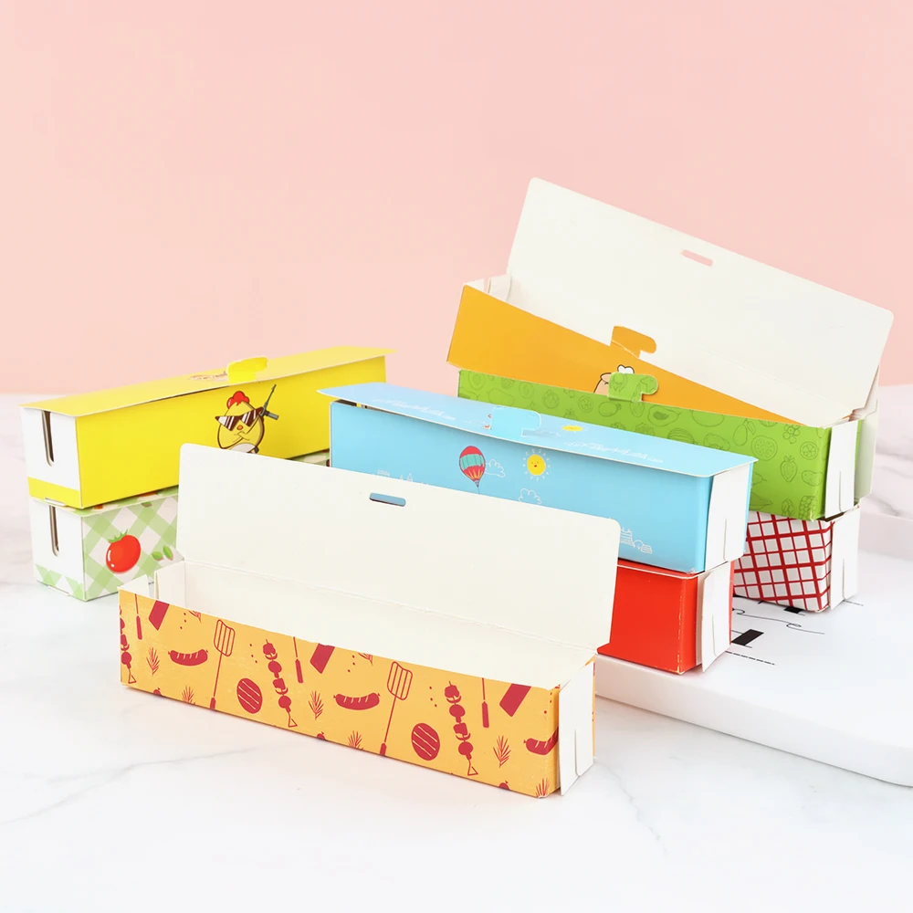 Street Food Disposable Tray Corrugated Board Hamburger Box Hot Dog Food Packaging Box Takeout Foldable Folder Box