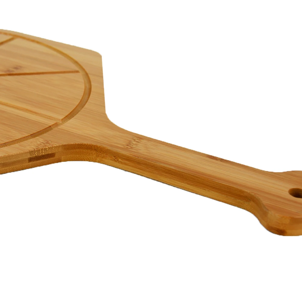 Premium Wood Pizza Peel Bamboo Pizza Serving Board With Pizza Cutter,8