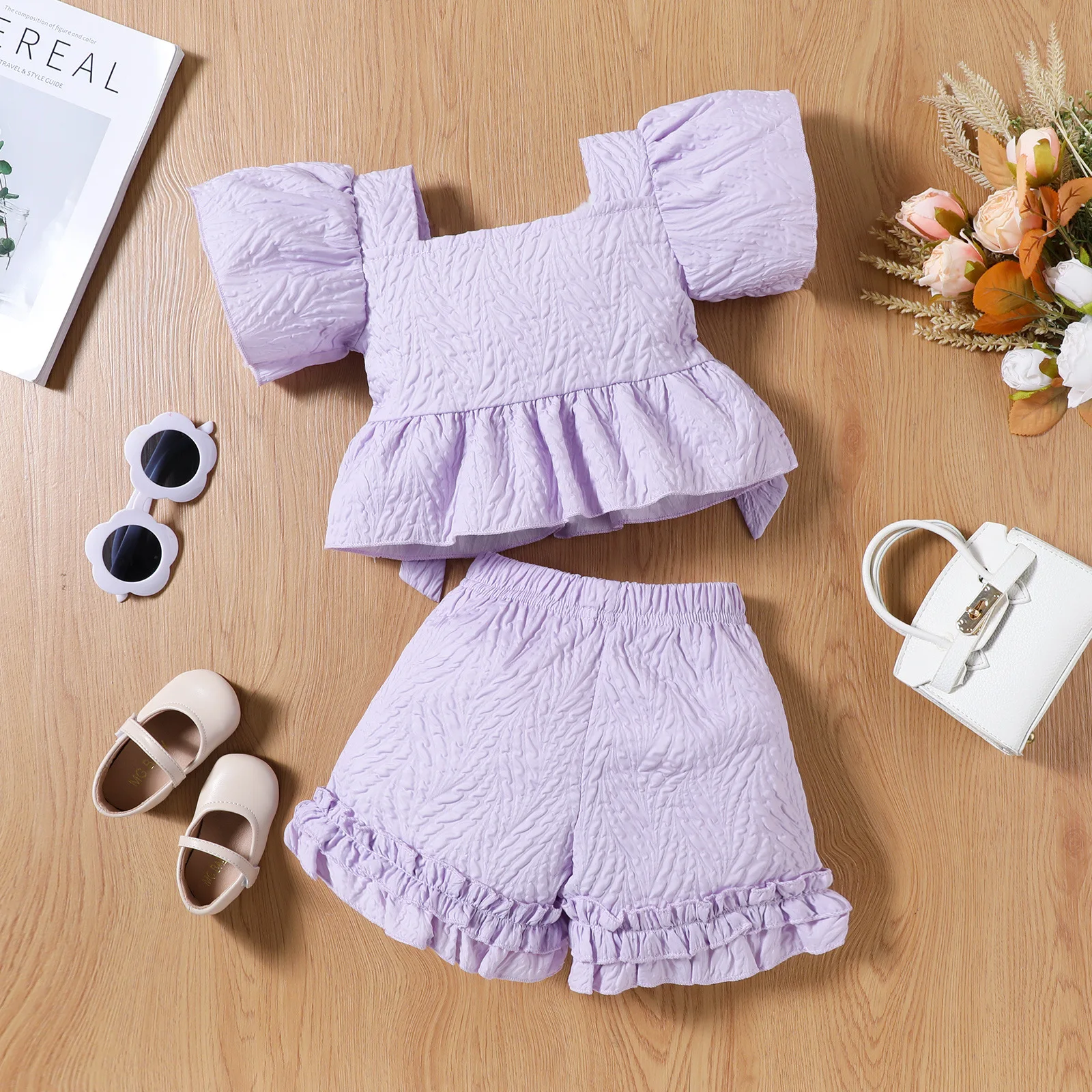 Summer Beautiful 2 Pieces Set Without School Clothes for Sexy Baby Girls Photo