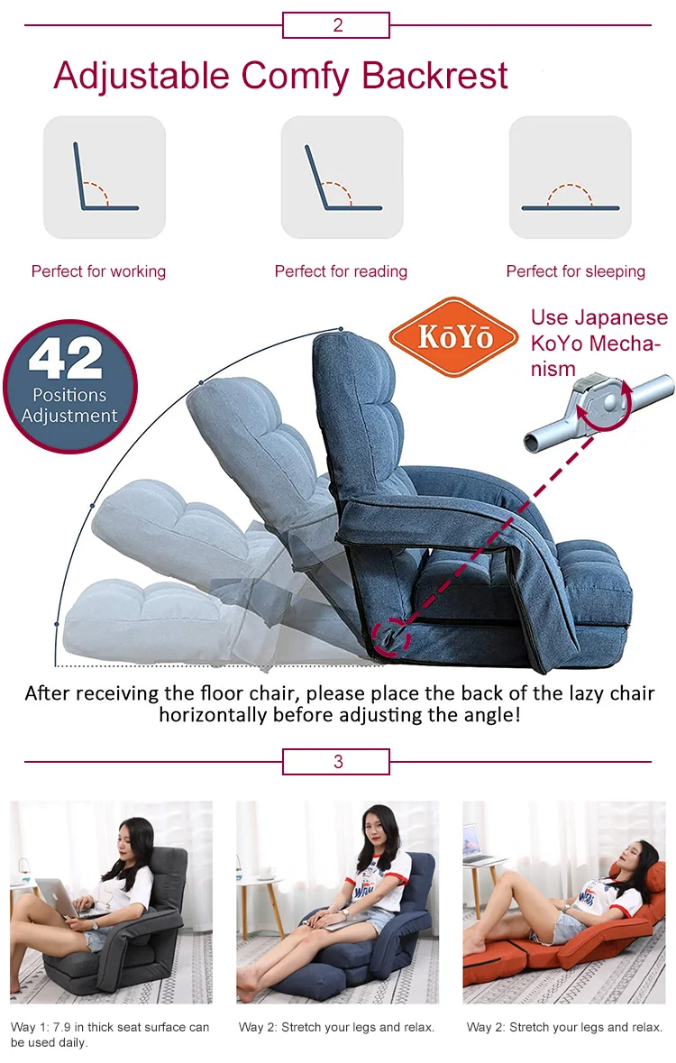 Living Room  Available Sofa Chair Adjustable Backrest Angle Sofa Chair with Armrest