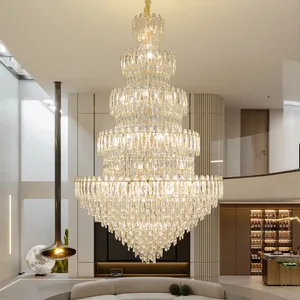 Large Long Customized Luxury Hotel Large 12 Bulb Crystal Chandelier for Villa Banquet Hall Staircase