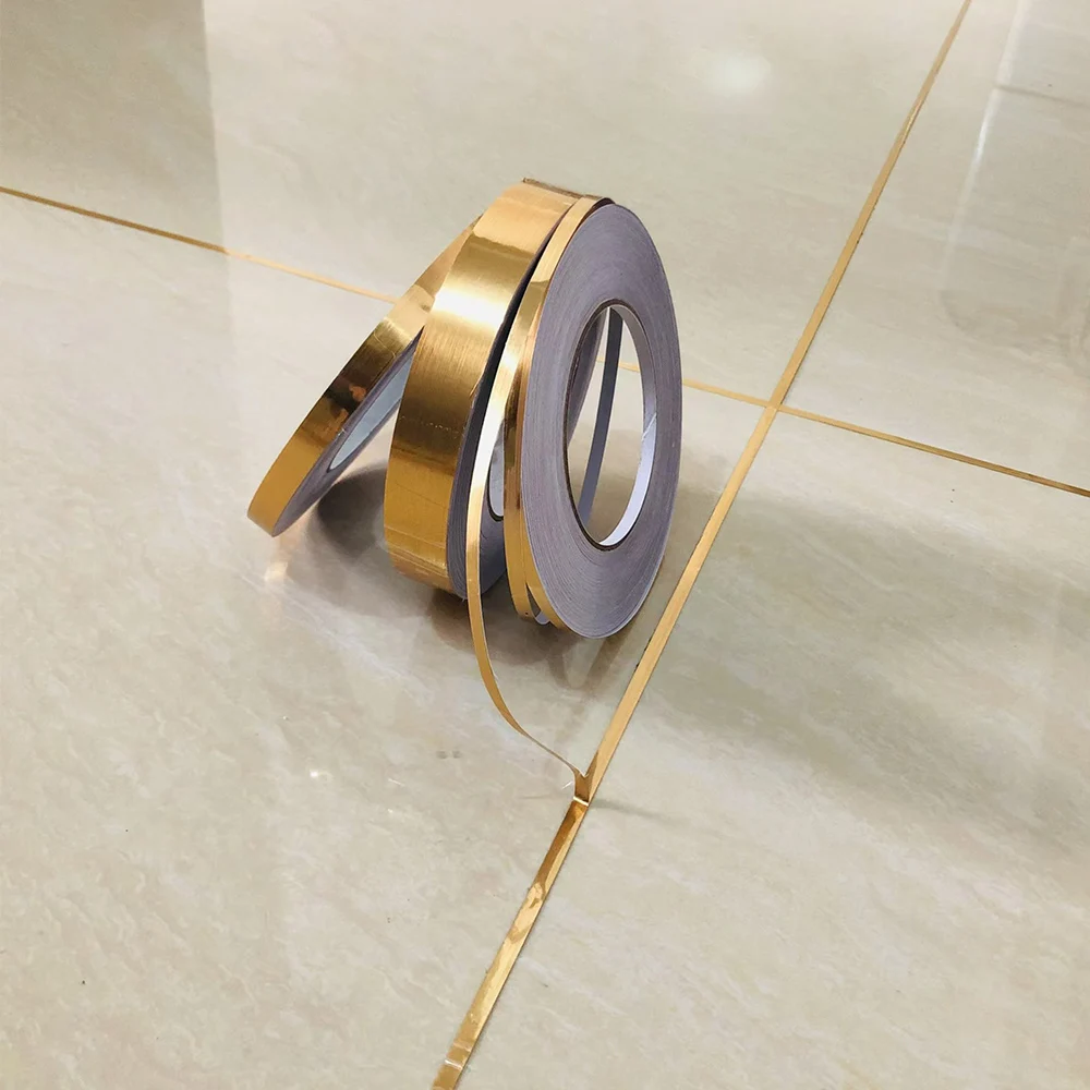 Decorative Wall Tape Brushed Metal Stickers Adhesive Strips Mirror Golden Metallic Sticker Wall Tapes for Wall Painting