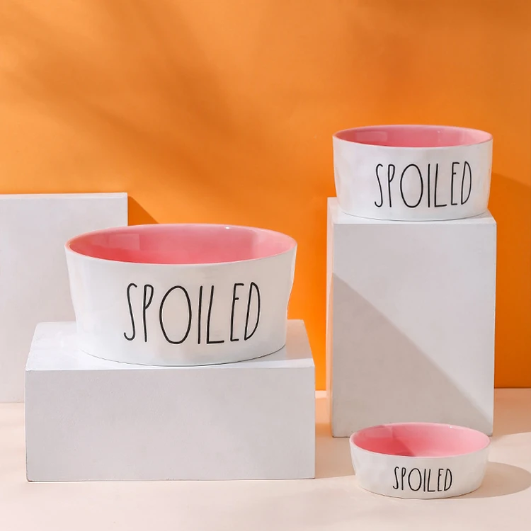 Wholesale Customized Eco-Friendly Pet Bowls Feeders Large Stainless Steel  Ceramic Plastic Containers for Dog Food Storage