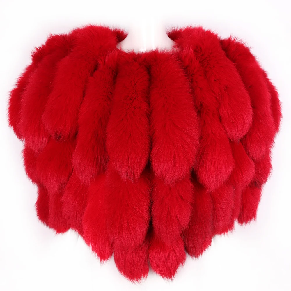 Real Fox Fur Shawl 2023 Winter Warm Fur Jacket Women Fur Shawl Jacket