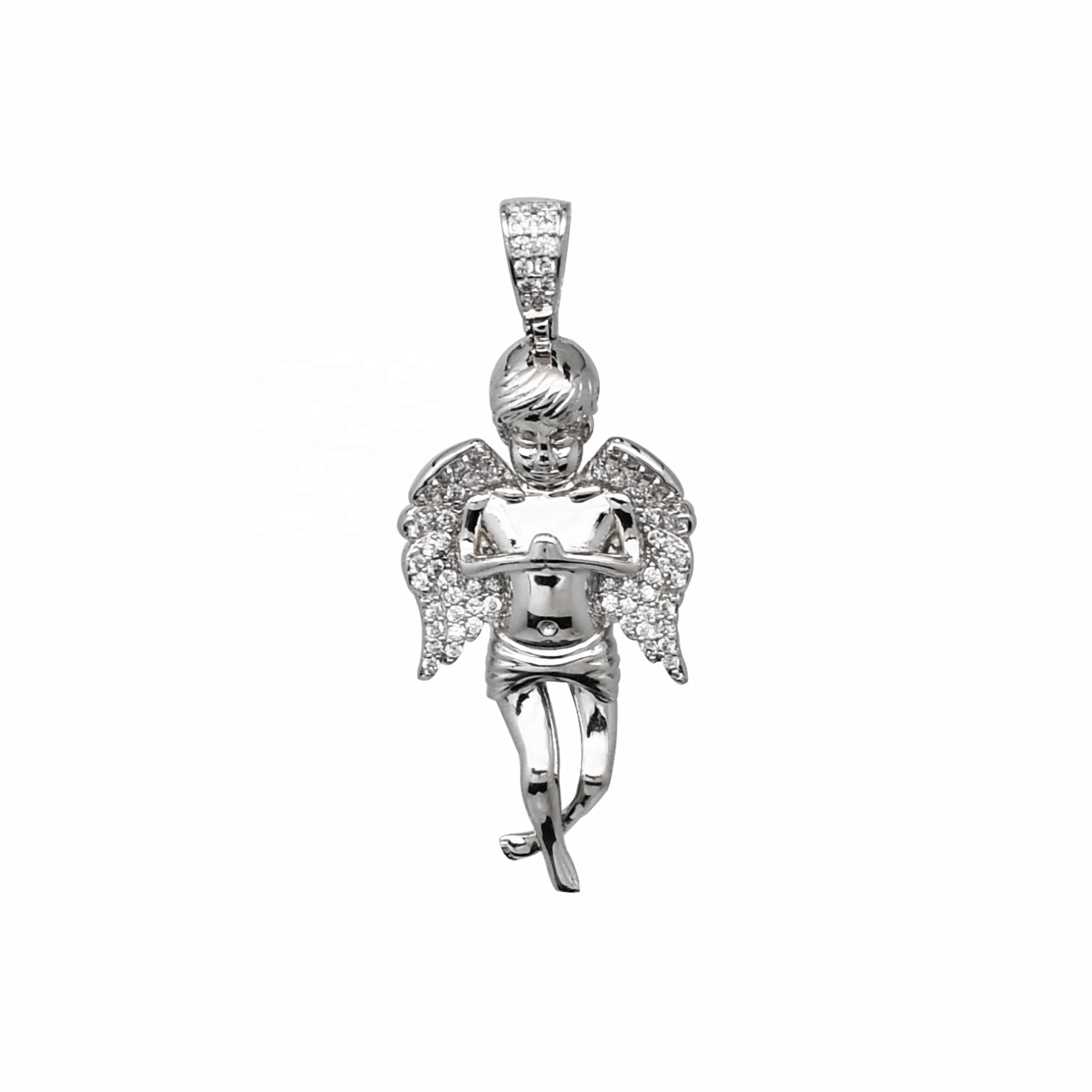 Rhodium Plated 925 Sterling Silver Cupid Angel Charm
