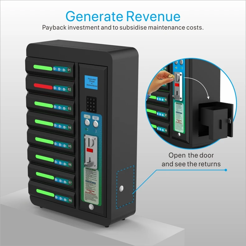2025 Best Seller Coin-Operated Fast Charging Power Station Safes Dropshipping Product for Multi-Grid Phone Charging