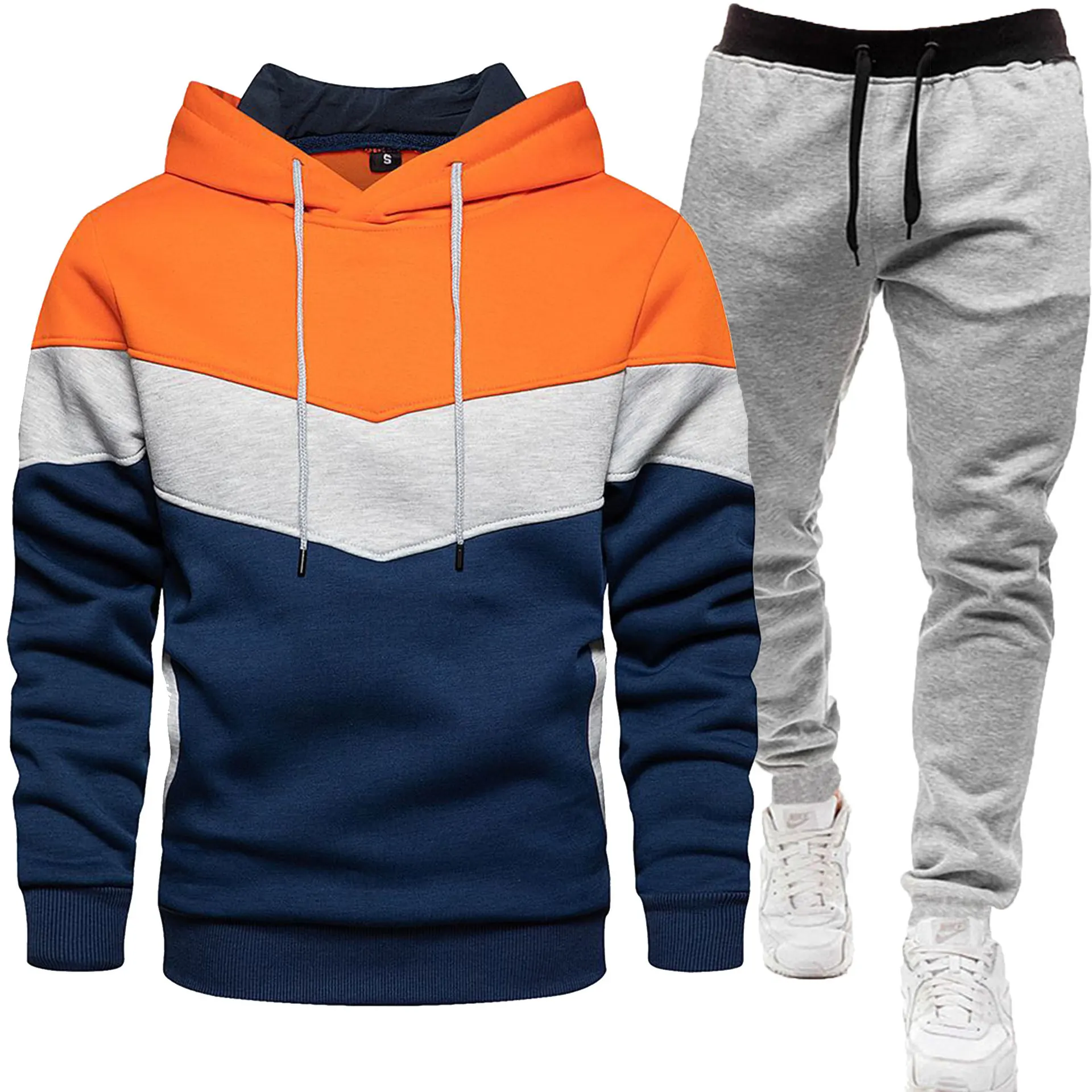 2024 new Casual Hooded Warm Sweatshirts Spring and Autumne 2PC Jacket+Pant Men Moleton Mascuo S-3XL_voghion.com