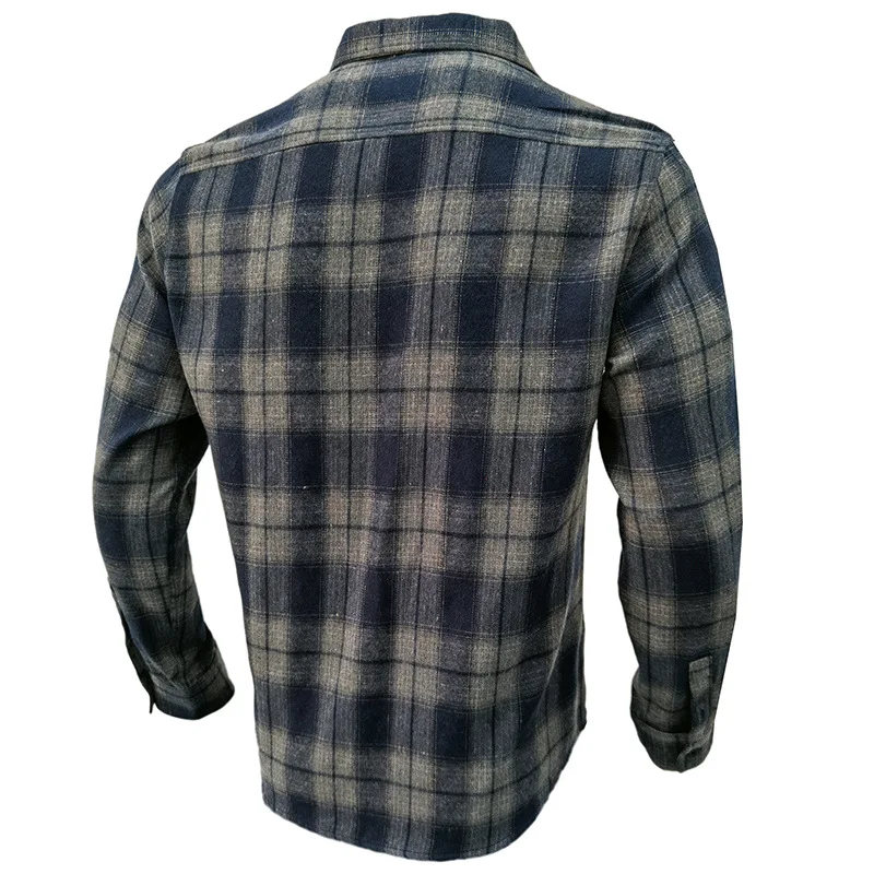 Wholesale high quality lapel Checked new style long sleeve casual shirts for men work shirt76_voghion.com