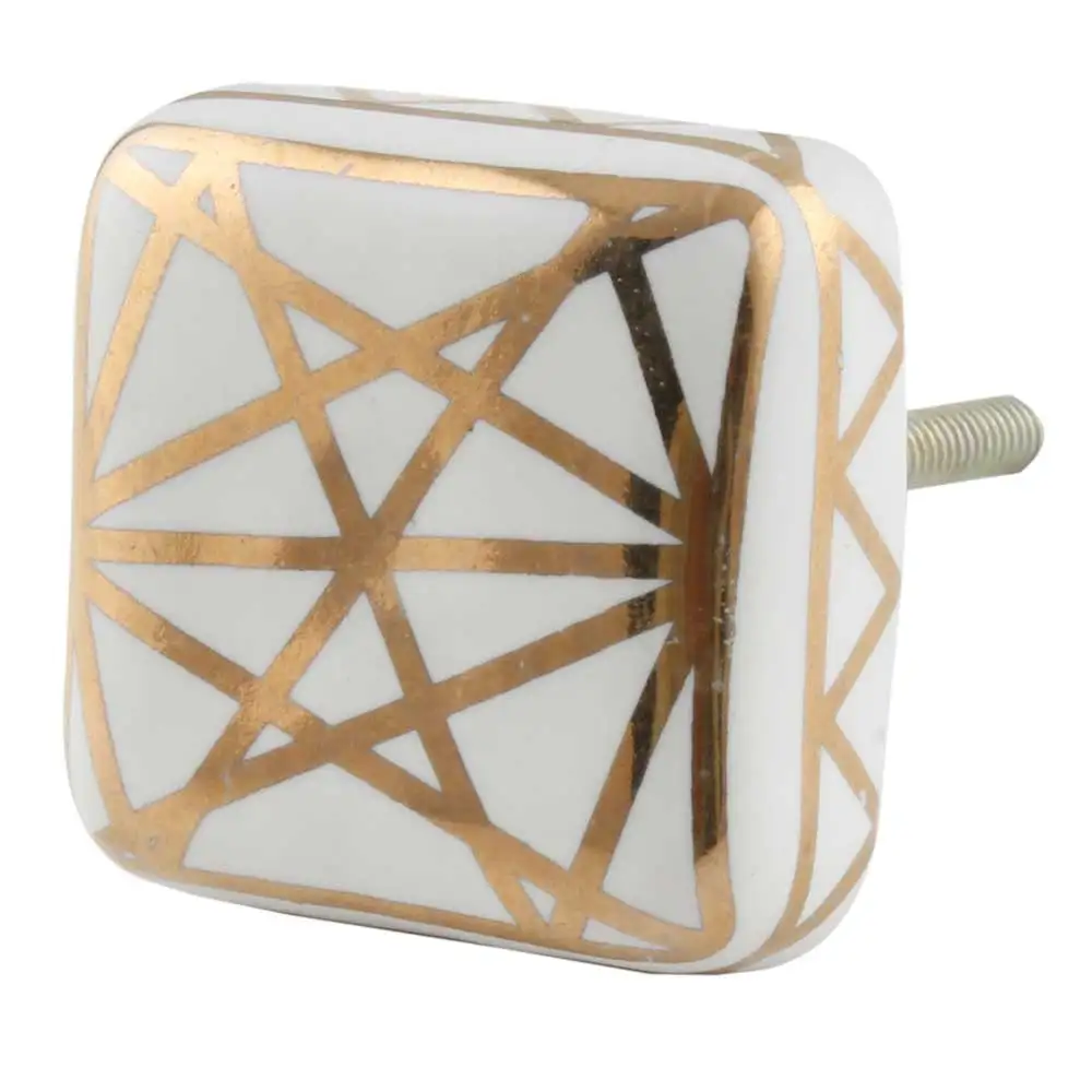 Bulk Ceramic Knobs Gold Vintage Cupboard Wardrobe Pulls Square