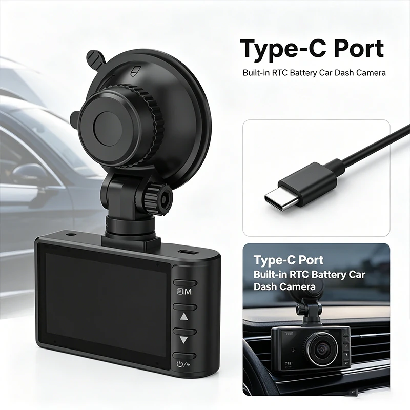 T5E Custom Logo 2K Car Dash Cam & Video Recorder Front/Rear 2.4G WiFi Enabled APP Control Loop Recording G-sensor Dual Lens