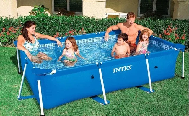 Intex 28270 Kids and Pets Above Ground 220cm*150cm*60cm Rectangle Frame Swimming Pool for Adults PVC Material Garden Outdoor