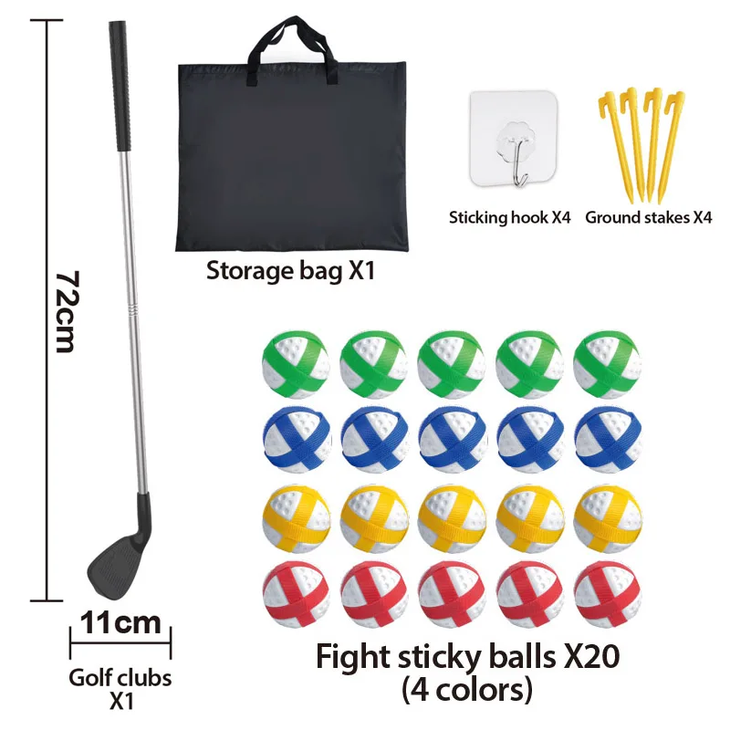 Samtoy Indoor Golf Training Aids Dart Mat Golf Chipping Net Floding Metal Golf Clubs 20PCS 4 Color Sticky Balls Game Toy