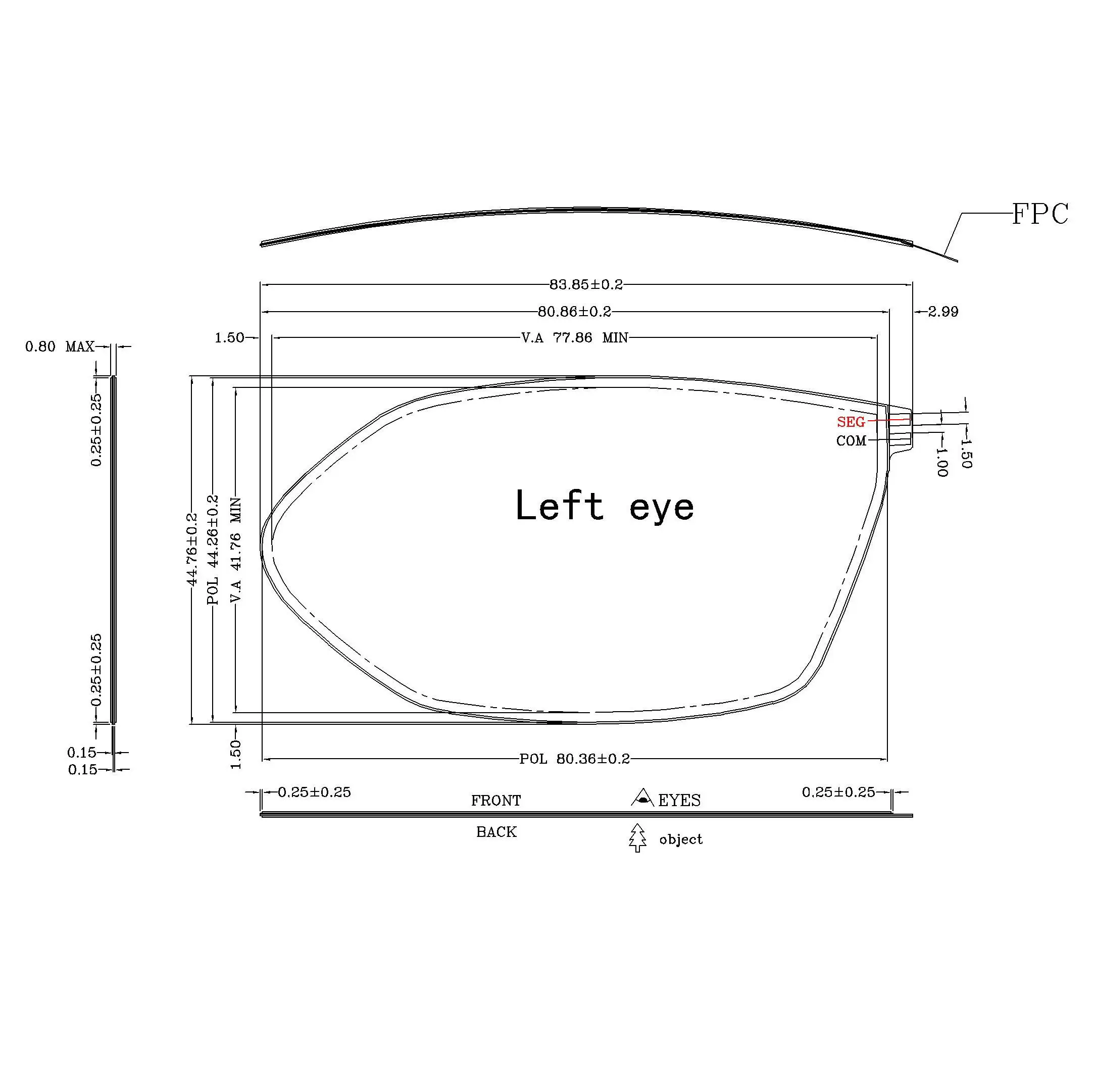 Flexible TN Type LCD Display for Sunglasses Fast Response Time Polycarbonate Substrate Shutter Type