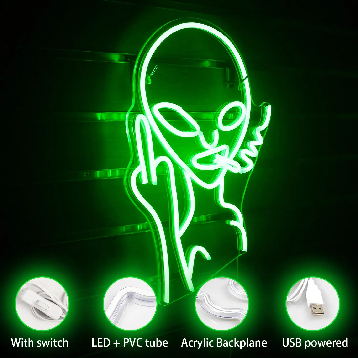 product smoking alien neon lights for wall decor green usb decorative led neon signs novel green alien neon signs-8