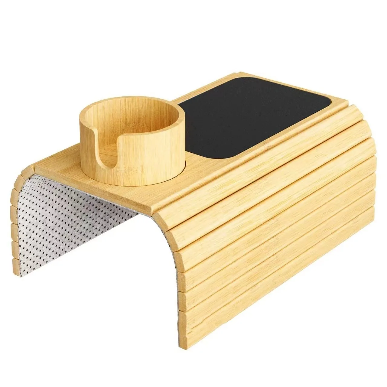 Wooden Sofa Armrest Table Tray Foldable Bamboo Sofa Snack Coffee Table Solid Wood Storage Tray
