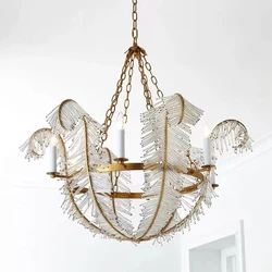 Американская сельская постмодернизированная Хрустальная трубчатая перьевая люстра, французская простая люстра