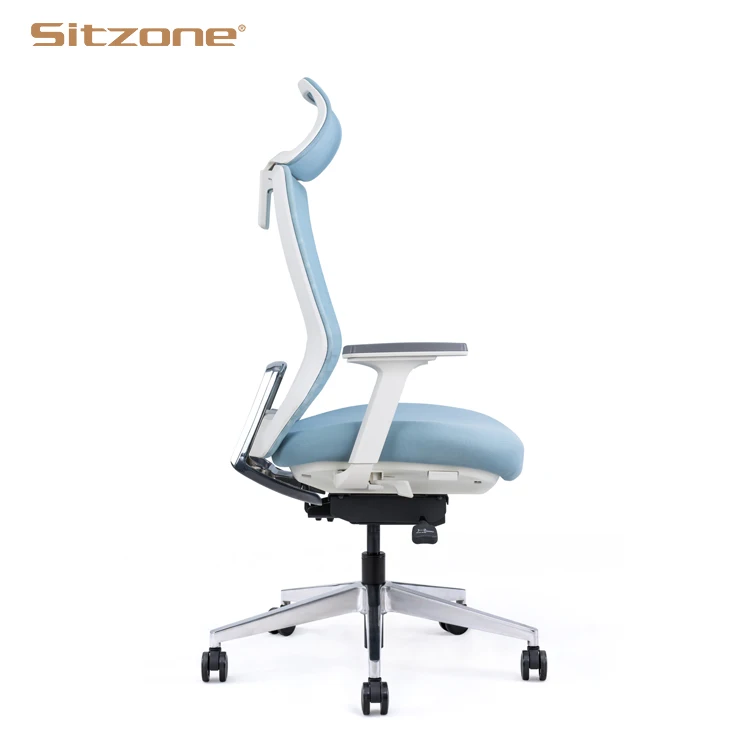 Free Sample High Back Blue Mesh Office Ergonomic Chair boss Office Computer Swivel Chair with Headrest