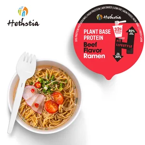 Vegan Vegetarian Healthy High Protein Plant-Based Beef Flavor Ramen Instant Cups Noodle Box Packaging