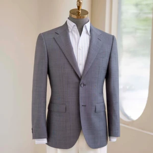 Haute Couture Men's Gray Wool Suit High Quality Bespoke Wedding Design Single Breasted V-Neck Collar Plus Size Blazer