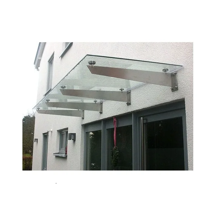 CBMMART Latest Factory Glass Canopy Fittings Exterior Sun Shade Stainless Steel Glass Canopy