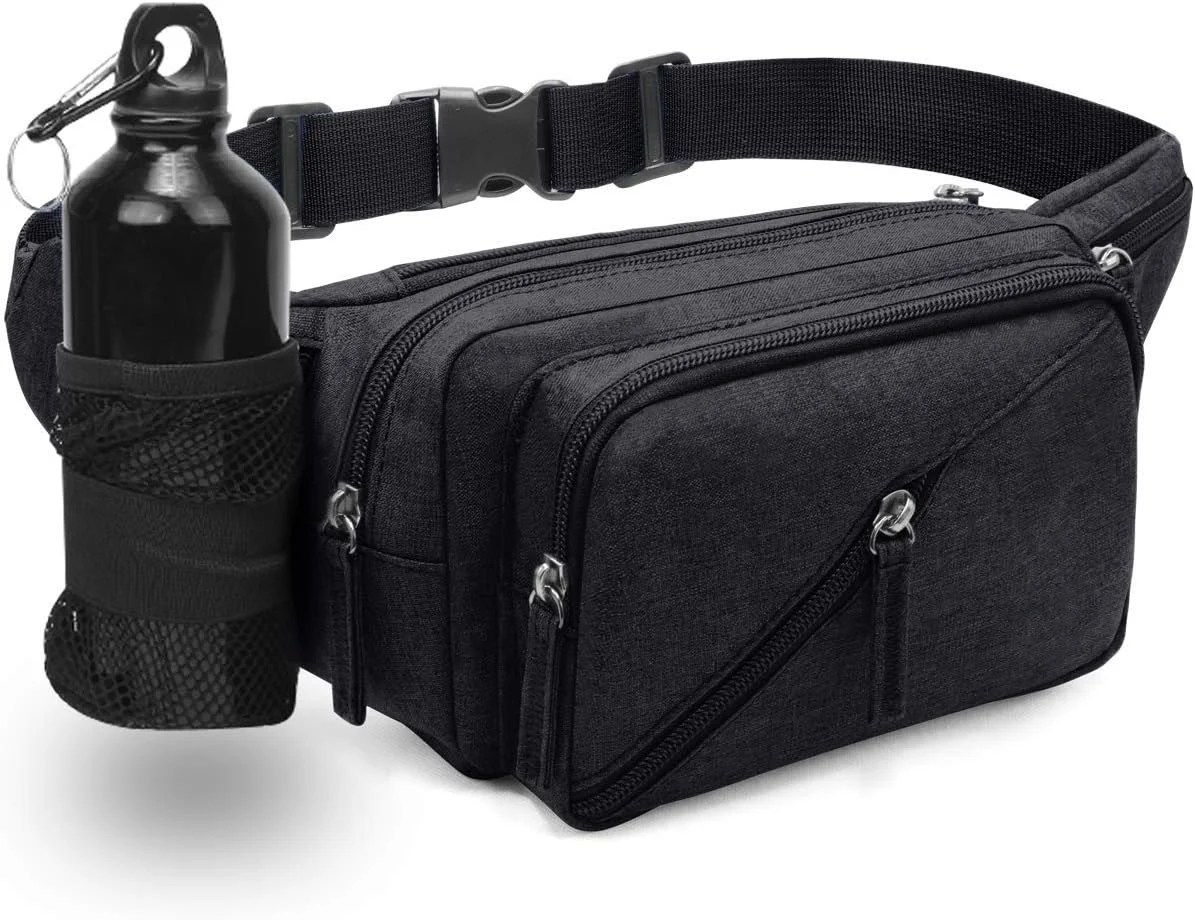 Waterproof fanny pack waist bag pack for men women hip bum bag with water bottle holder outdoors