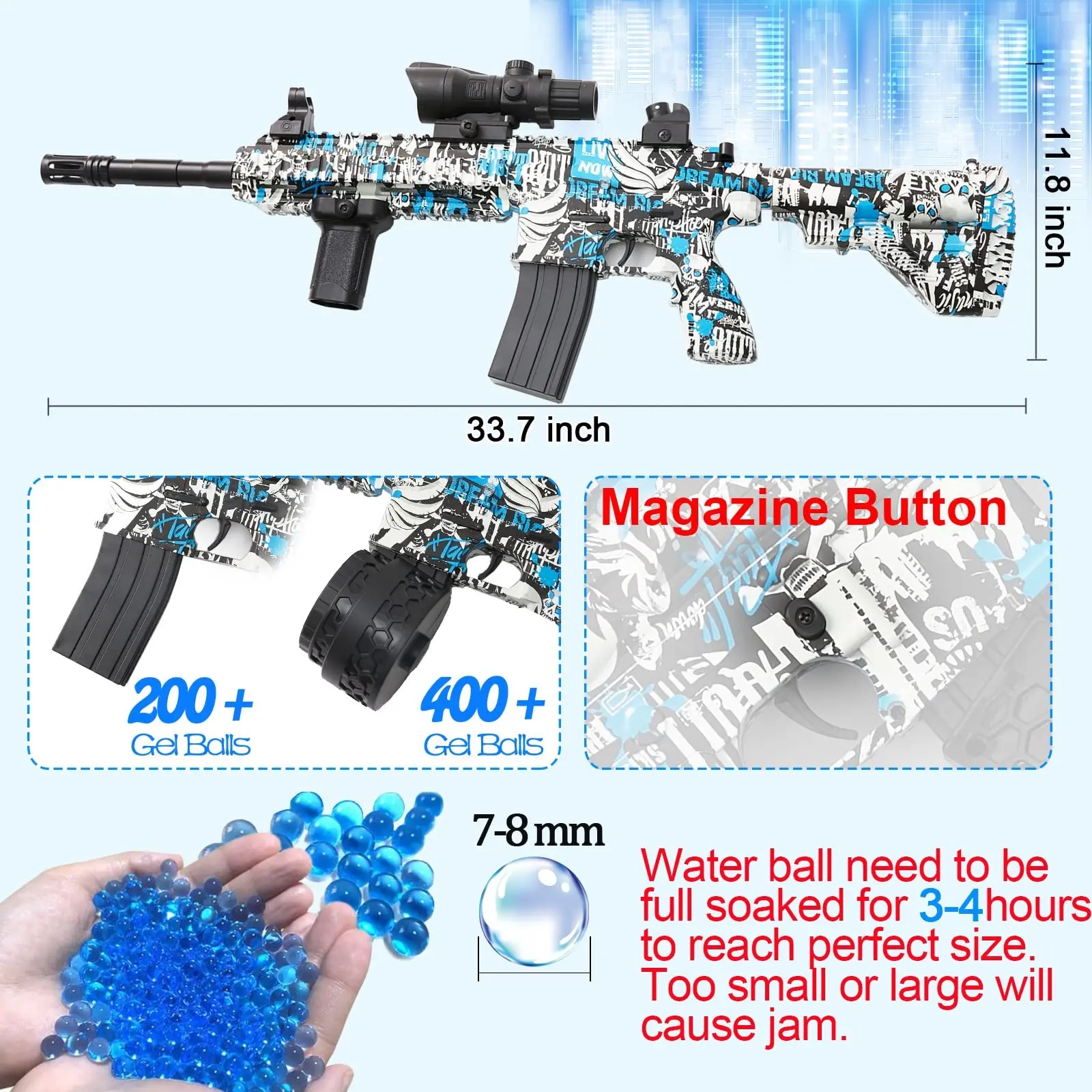 M416 New Version 50000 Balls Gel Blaster Gun Electric Gel Splatter Ball ...