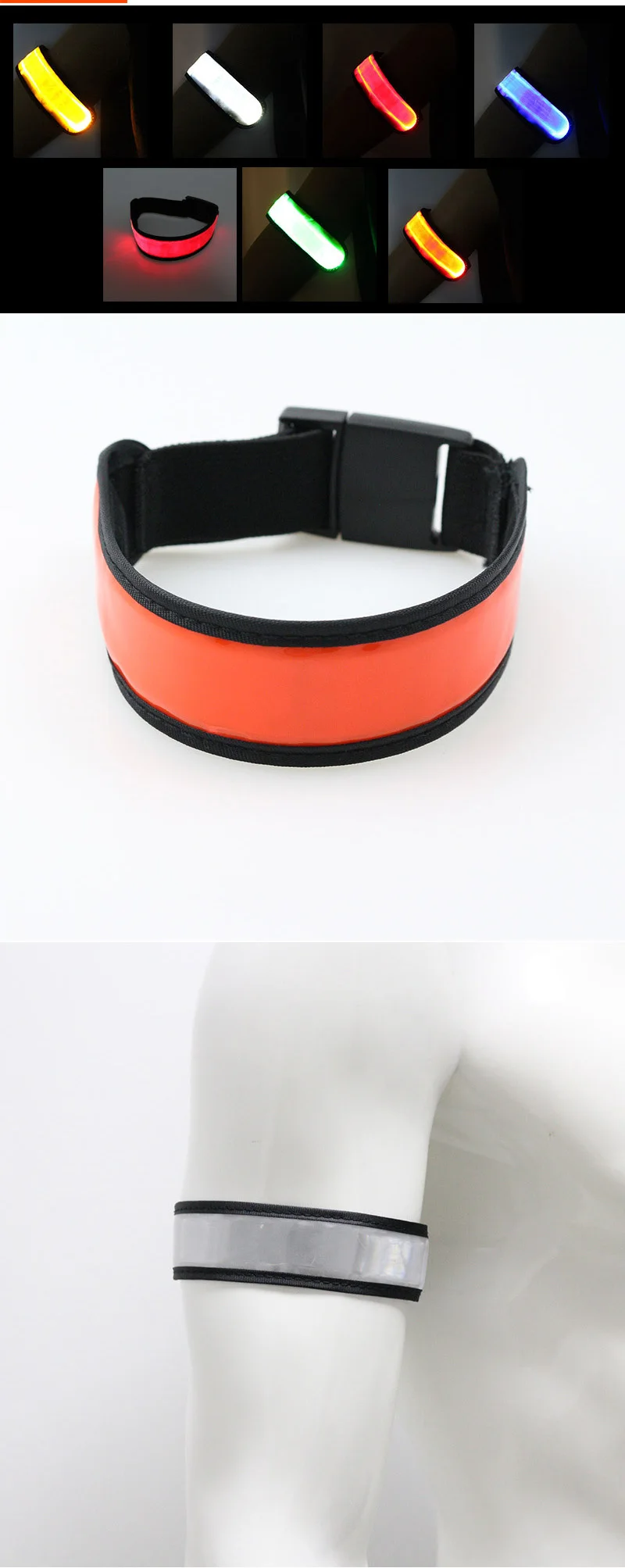 Outdoor running concert gift batteries replaceable PU super bright optical fiber guide bar flat LED luminous hand band wristband