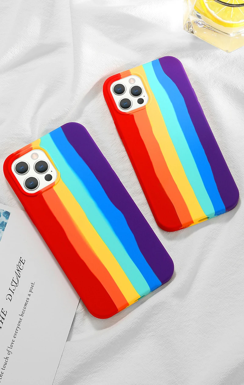 Laudtec Original Liquid Silicone Rainbow Case For iPhone All-inclusive Silicone Case iPhone 11 12 13 Pro Max supplier