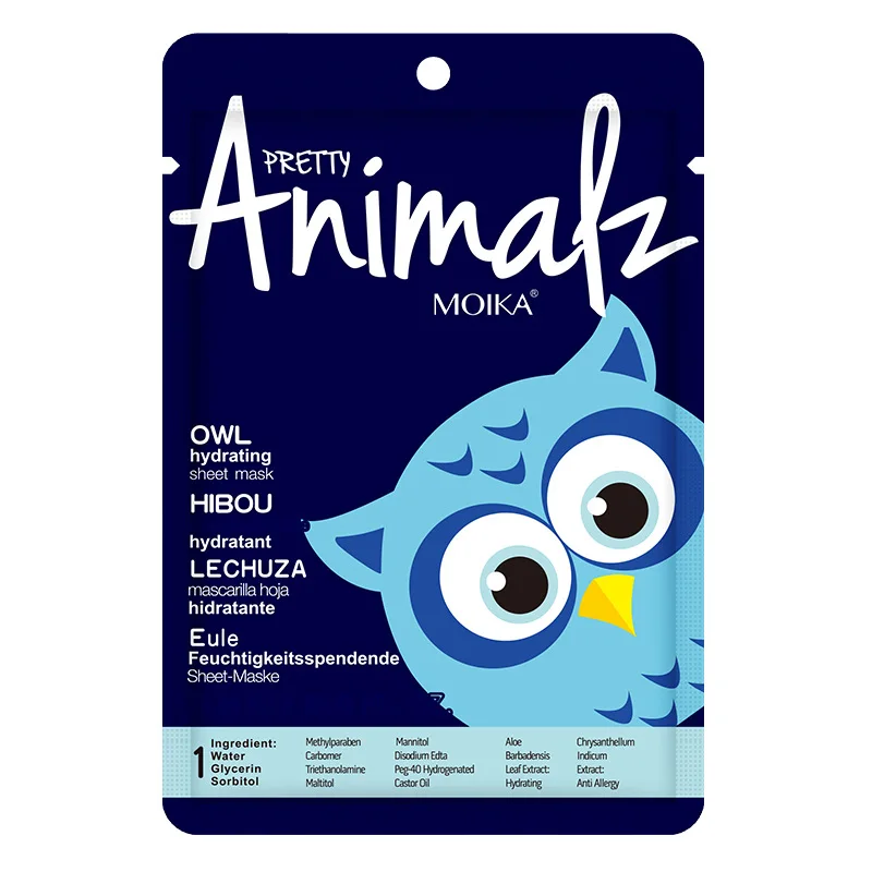 Custom Animals Sheet Masks Moisturizing Whitening Facial Animal Organic Cotton Beauty Face Mask