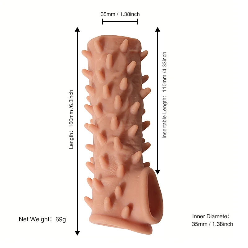Soft and Realistic Penis Enlarger Reusable Tpe Material Condom Male Penis Extension Sleeve Couple Sex Toys Pene