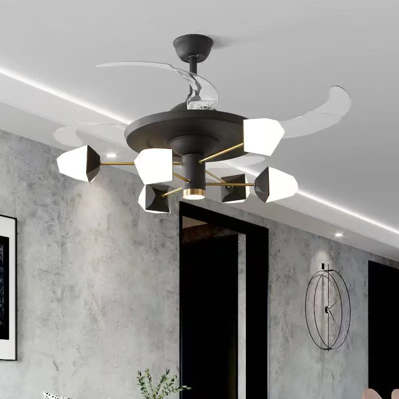 modern chandelier ceiling fan blade combo with led light remote control decorative ceiling fans fixtures lighting