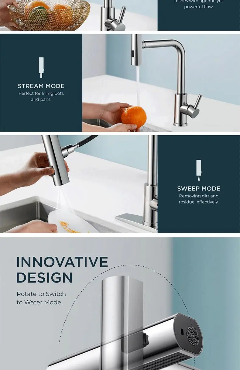china manufacturer modern design types hot cold mixer faucet 304 sus stainless steel pull out water tap kitchen sink faucet tap