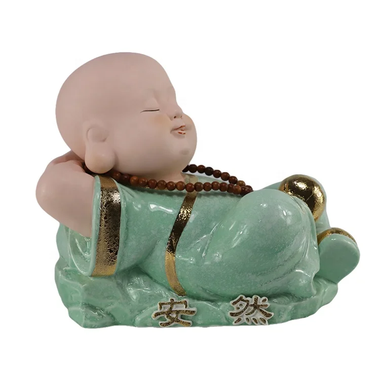 Handicraft Personalized Ceramic Small Buddha Statue Monk Figurines Bouddha Ornament For Sale manufacture